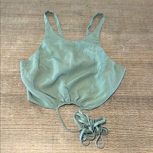 Astr Green Sleeveless Crop Tie Front Tank‎ Top